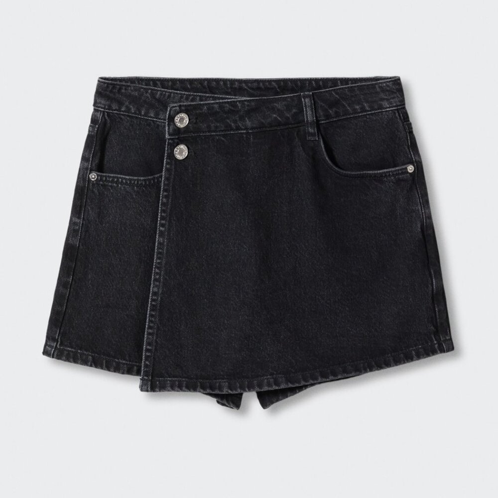 MANGO black denim skort